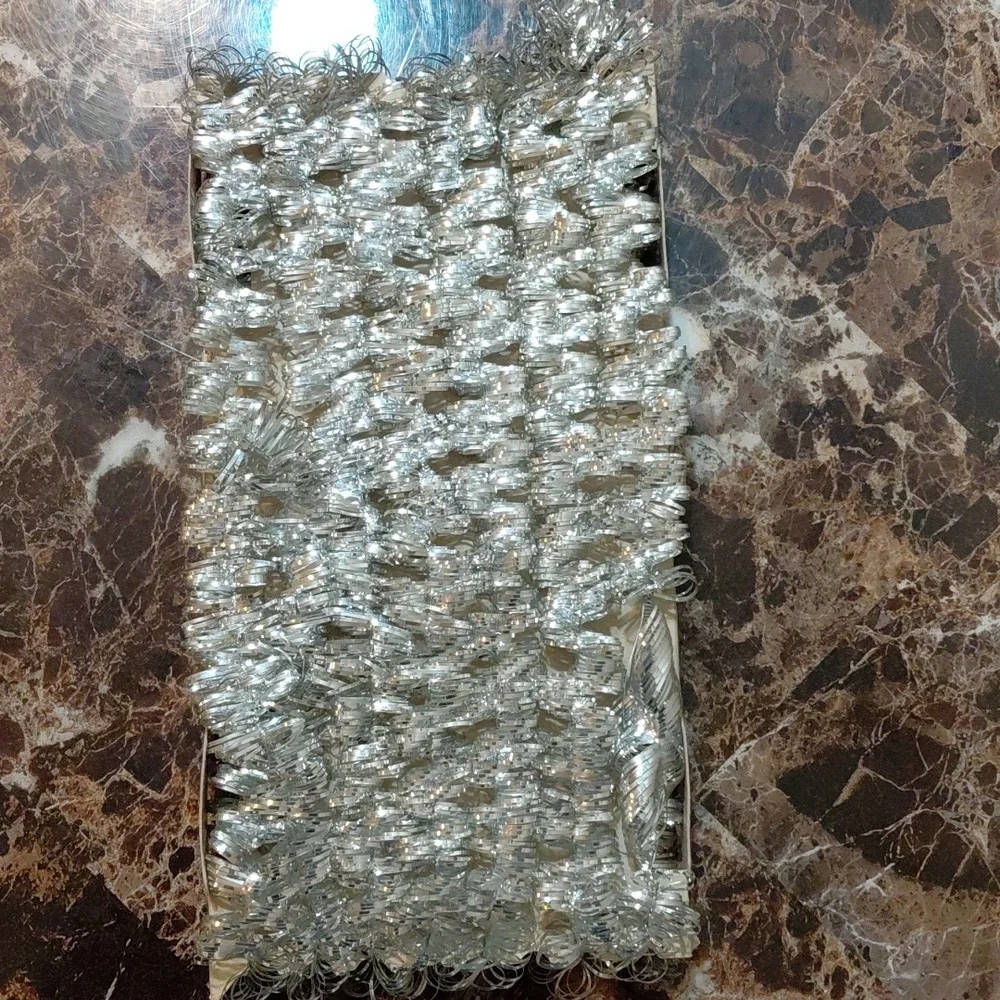 NOS Vintage Decor Noel Silver Tinsel Garland